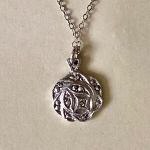 Round Marcasite Charm and Necklace